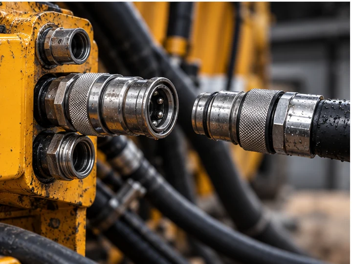 Wysokociśnieniowe szybkozłącza hydrauliczne na maszynie